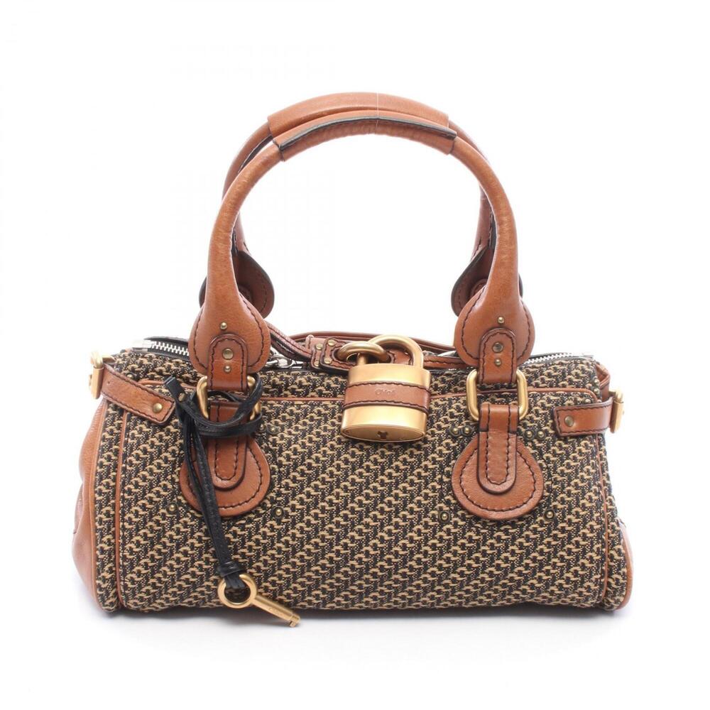 ChloΓ© Chloe Paddington handbag, fabric and leather, women's, brown, black, be...